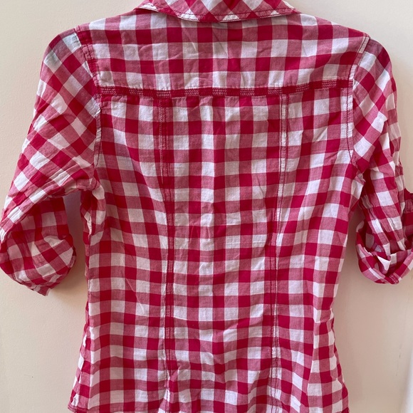 Red plaid button down shirt with pocket - Picture 6 of 8